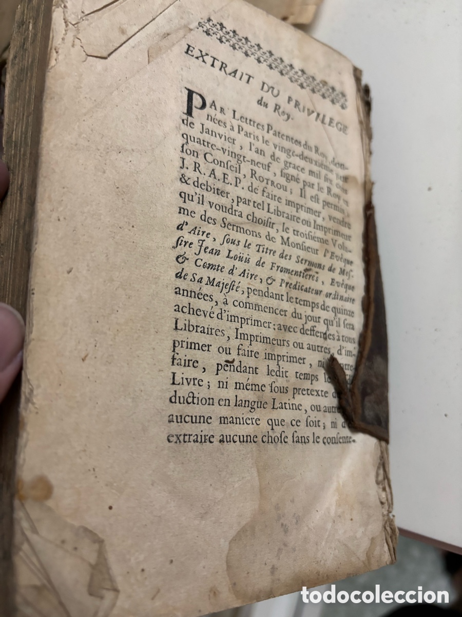 Libros antiguos: Antiguo libro en franc&eacute;s Sermons - Foto 5
