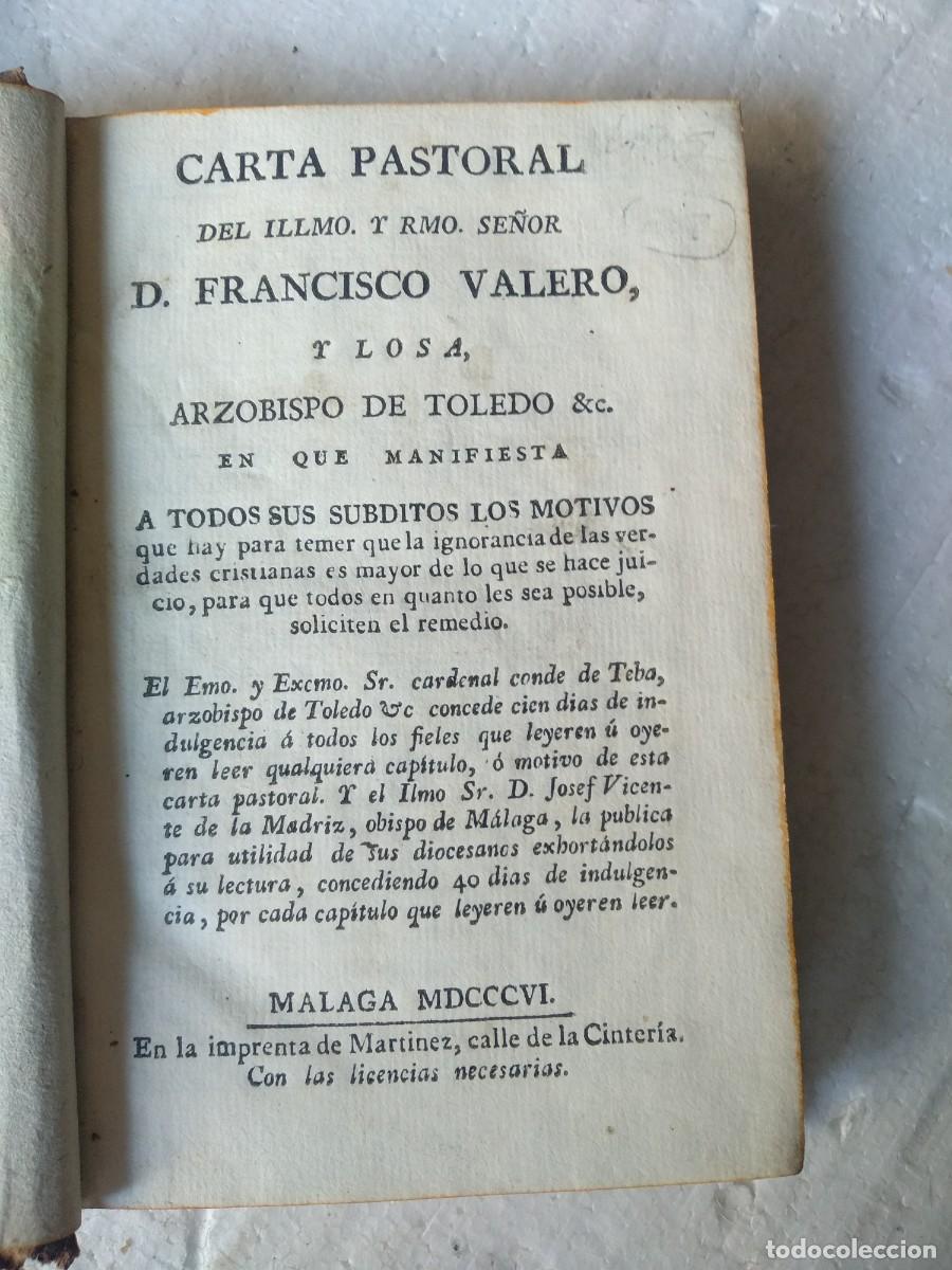 Libros antiguos: FRANCISCO VALERO Y LOSA, CARTA PASTORAL 1806 ,Malaga