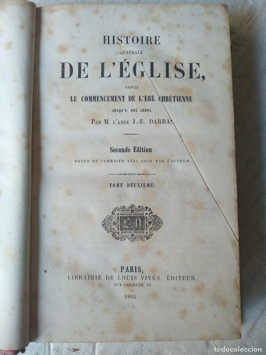 Livros antigos: , DARRAS , HISTOIRE GENERAL DE L`EGLISE TOMO II, , 1855 , Paris