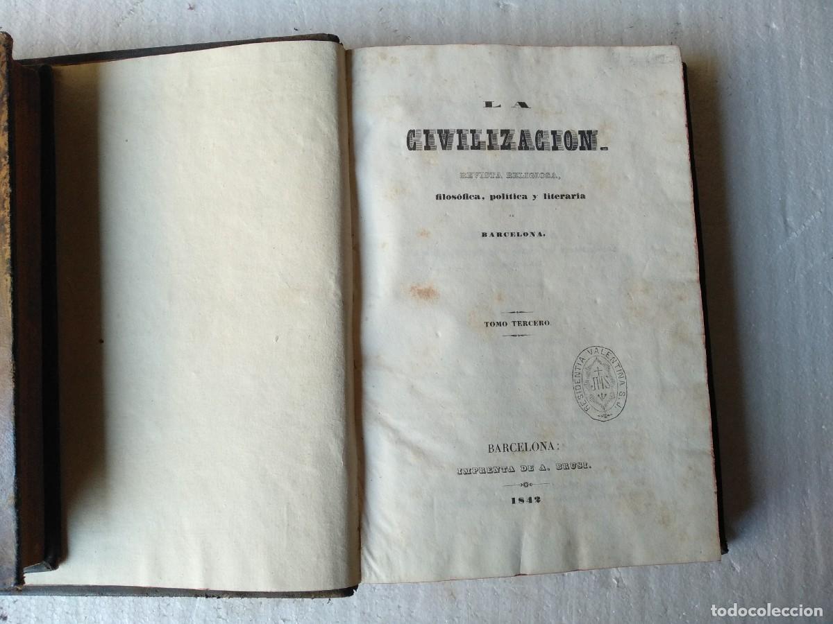 Old books: LA CIVILIZACION REVISTA RELIGIOSA tomo 3&ordm; 1842