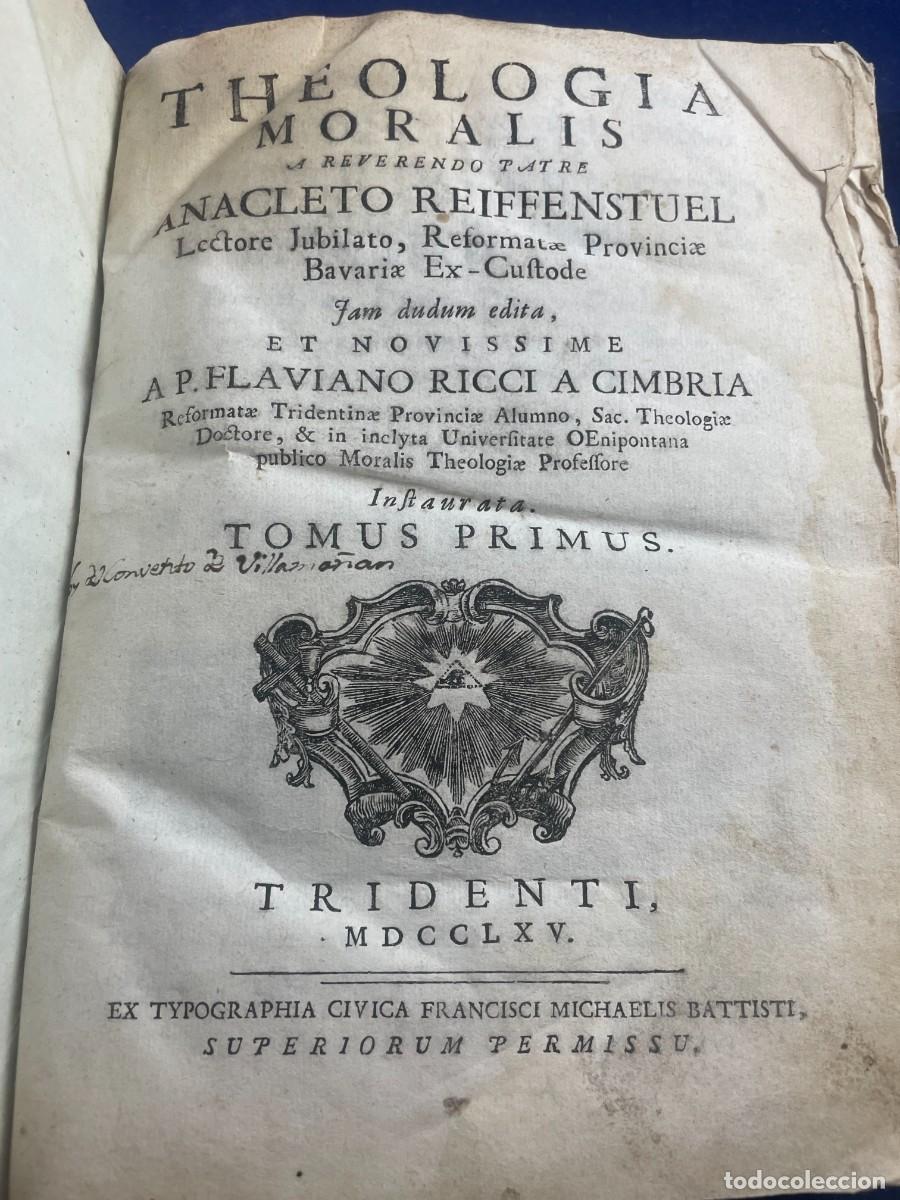 Libros antiguos: Theologia Moralis. Tomus Primus (1765) &ndash; Plena Piel, Grabados en Madera, Anacleto Reiffenstuel.