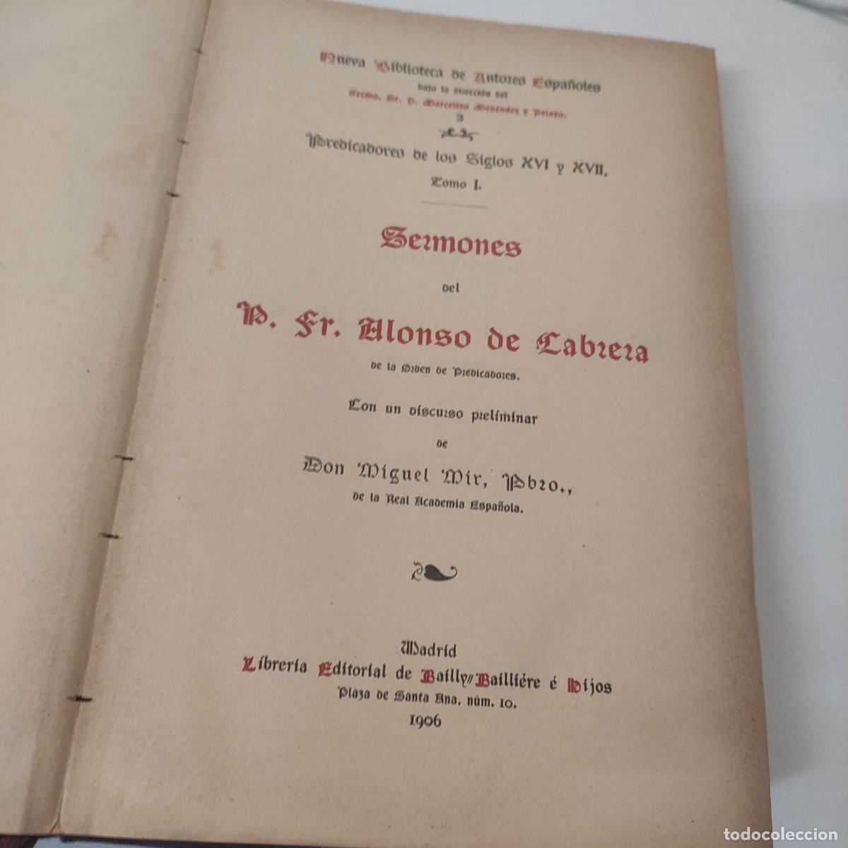 Libros antiguos: Sermones de Sr. Alonso de cabrera - Foto 2