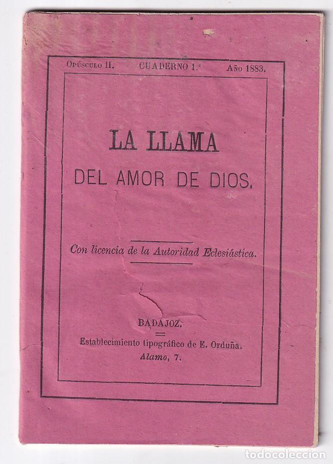 Libros antiguos: LA LLAMA DEL AMOR DE DIOS. BADAJOZ, 1883. A LOS SE&Ntilde;ORES P&Aacute;RROCOS DE LA DI&Oacute;CESIS