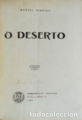 Libros antiguos: RIBEIRO. (Manuel) - O DESERTO. - Foto 2