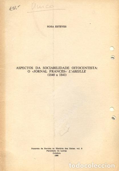 Libros antiguos: ESTEVES. (Rosa) - ASPECTOS DA SOCIABILIDADE OITOCENTISTA. - Foto 1