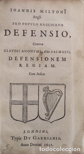 Libros antiguos: MILTON. (John) - PRO POPULO ANGLICANO DEFENSIO, - Foto 1
