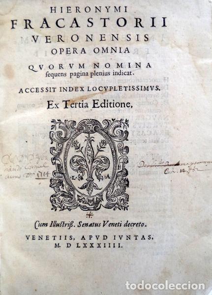 Libros antiguos: FRACASTORO. (Girolamo) - OPERA OMNIA - Foto 1