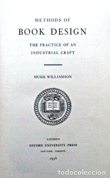Libros antiguos: WILLIAMSON. (Hugh) - METHODS OF BOOK DESIGN. - Foto 2