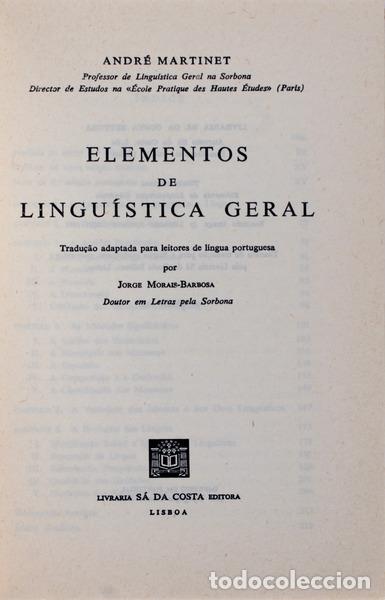 Libros antiguos: MARTINET. (Andr&eacute;) - ELEMENTOS DE LINGU&Iacute;STICA GERAL. [9.&ordf; EDI&Ccedil;&Atilde;O] - Foto 2