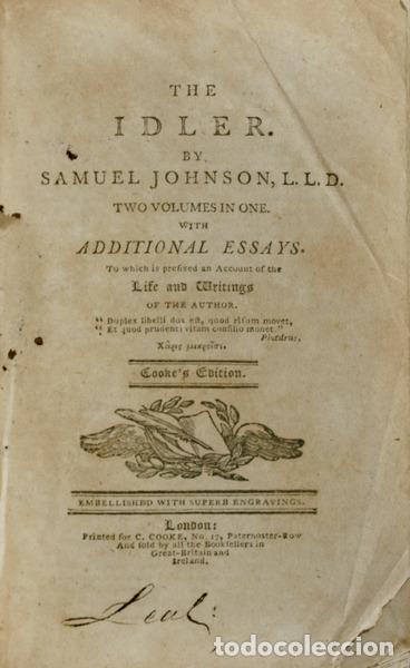 Libros antiguos: JOHNSON. (Samuel) - THE IDLER. - Foto 1