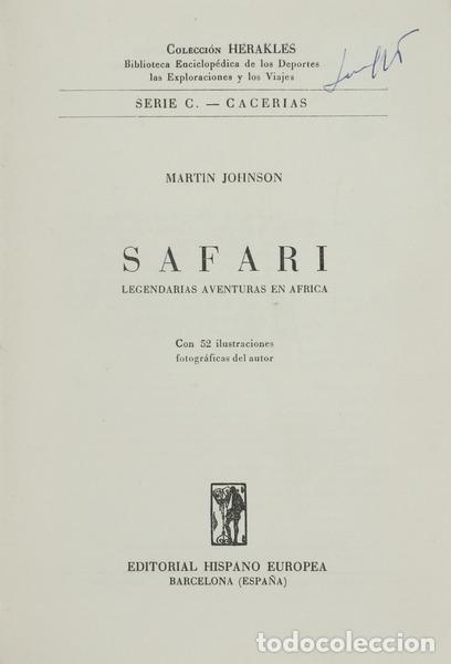 Libros antiguos: JOHNSON. (Martin) - SAFARI. - Foto 1