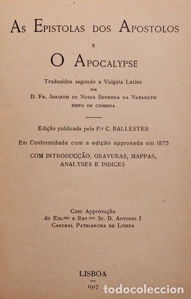 Libros antiguos: EPISTOLAS (AS) DOS APOSTOLOS E O APOCALYPSE. - Foto 1