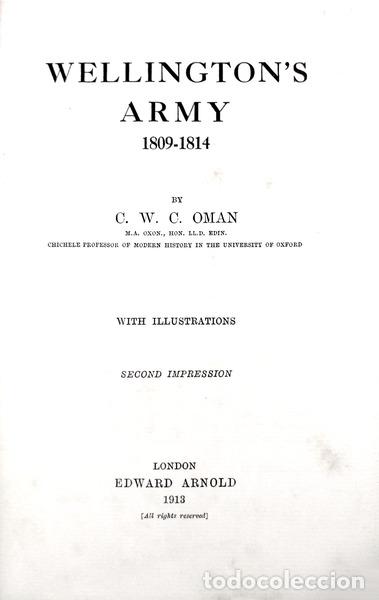 Libri antichi: OMAN. (C. W. C.) - WELLINGTON'S ARMY 1809-1814.