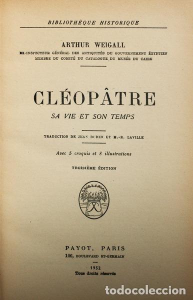 Libros antiguos: WEIGALL. (Arthur) - CL&Eacute;OP&Acirc;TRE. - Foto 1