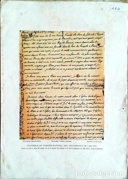 Libros antiguos: FACS&Iacute;MILE EN TAMA&Ntilde;O NATURAL DEL TESTAMENTO DE LUIS XVI