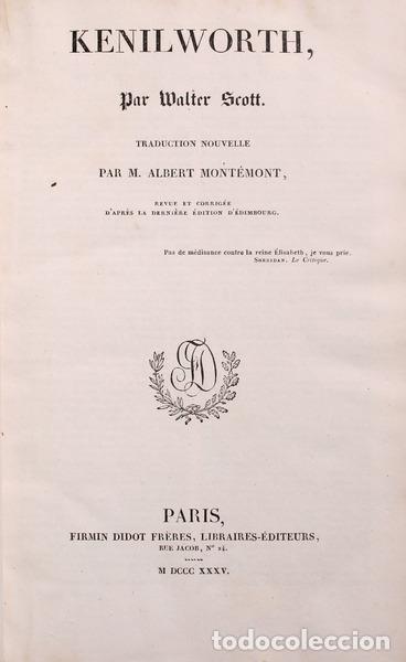 Libros antiguos: SCOTT. (Walter) - KENILWORTH. [2 OBRAS] - Foto 1