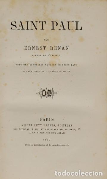 Libros antiguos: RENAN. (Ernest) - SAINT PAUL. - Foto 1