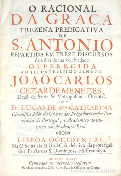 Livres anciens: SANTA CATARINA. (Frei Lucas de) - O RACIONAL DA GRA&Ccedil;A