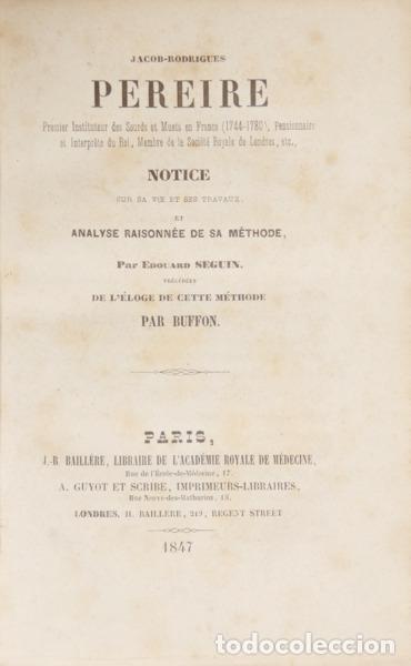 Livres anciens: SEGUIN. (Edouard) - JACOB-RODRIGUES PEREIRE.