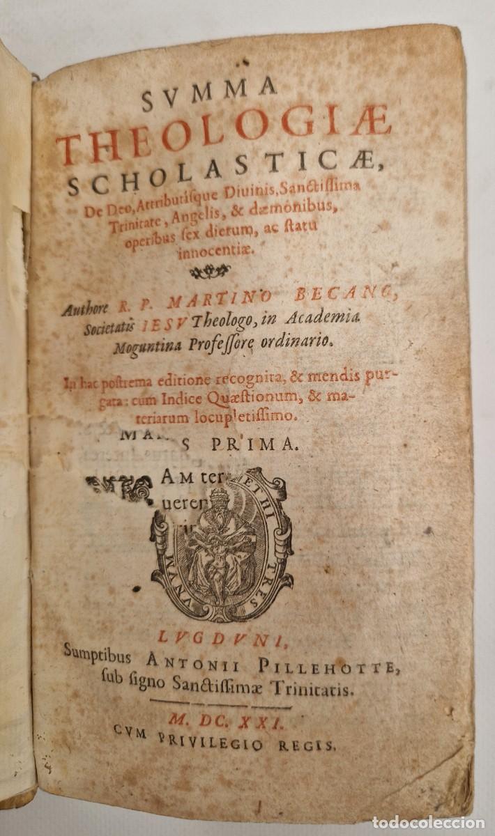 Libros antiguos: Libro Summa Theologiae Scholasticae, Martinus Becano, Lyon, 1621, encuadernado en pergamino antiguo