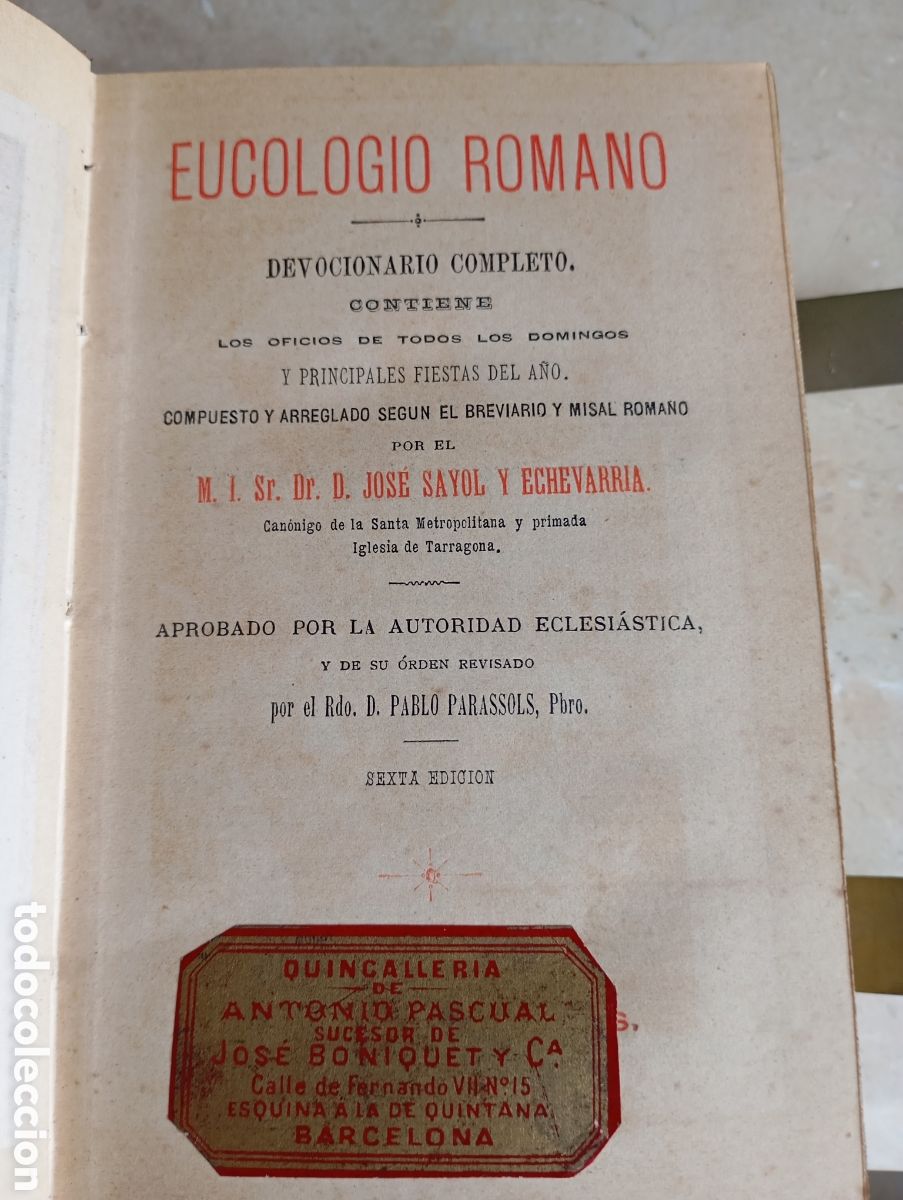 Libros antiguos: Eucologio romano. Devocionario completo - Foto 4