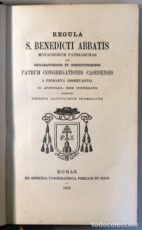 Libros antiguos: REGULA S. BENEDICTI ABBATIS - Romae 1901 - Foto 2