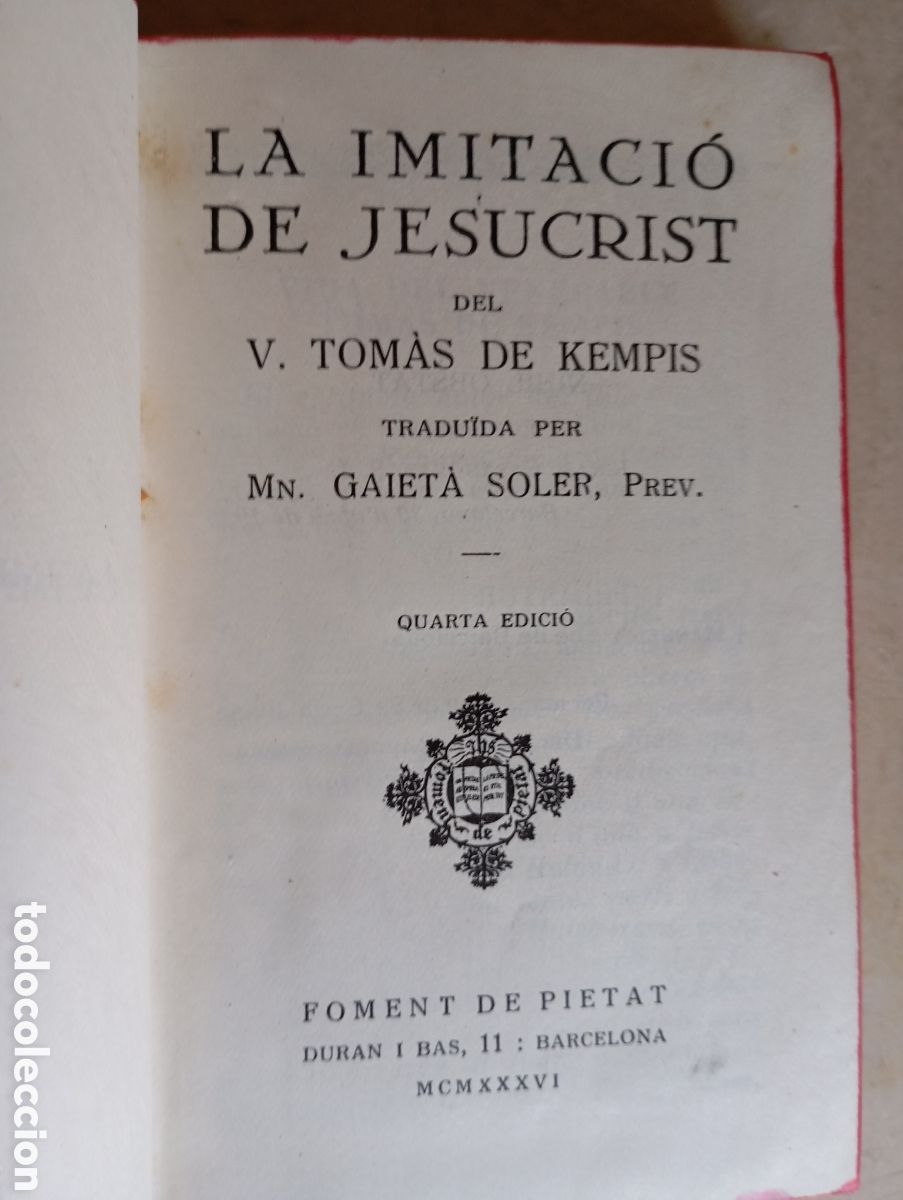 Libros antiguos: Tom&agrave;s de Kempis, La imitaci&oacute; de Jesucrist - Foto 2