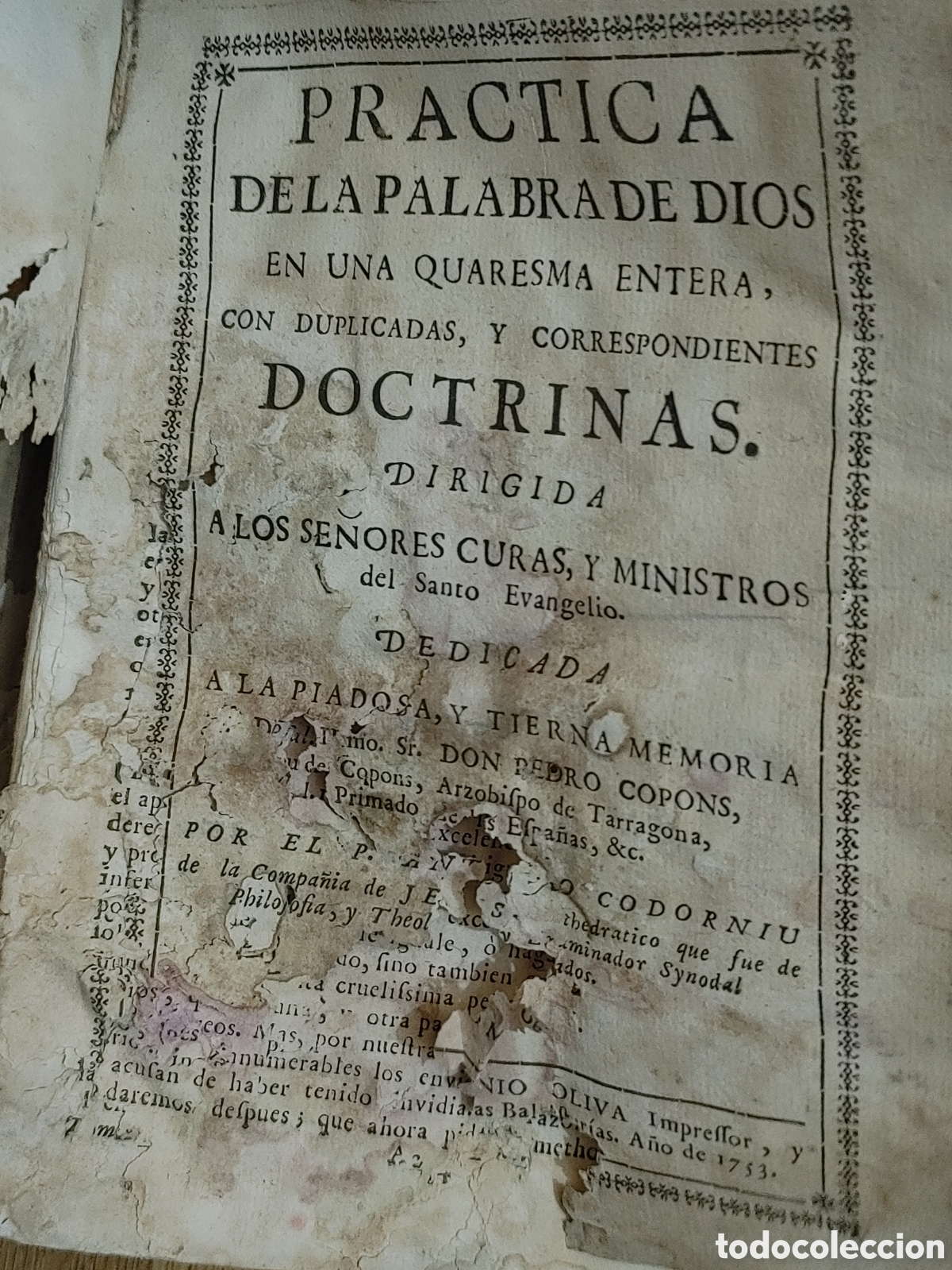 Libros antiguos: PRACTICA DE LA PALABRA DE DIOS . A&ntilde;o de 1753. - Foto 2