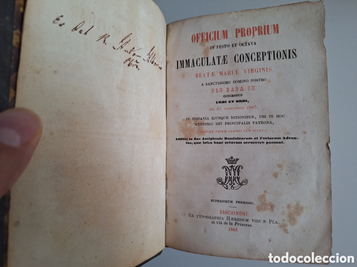 Libros antiguos: Oficio Inmaculada, latin, a&ntilde;o 1863 - Foto 3