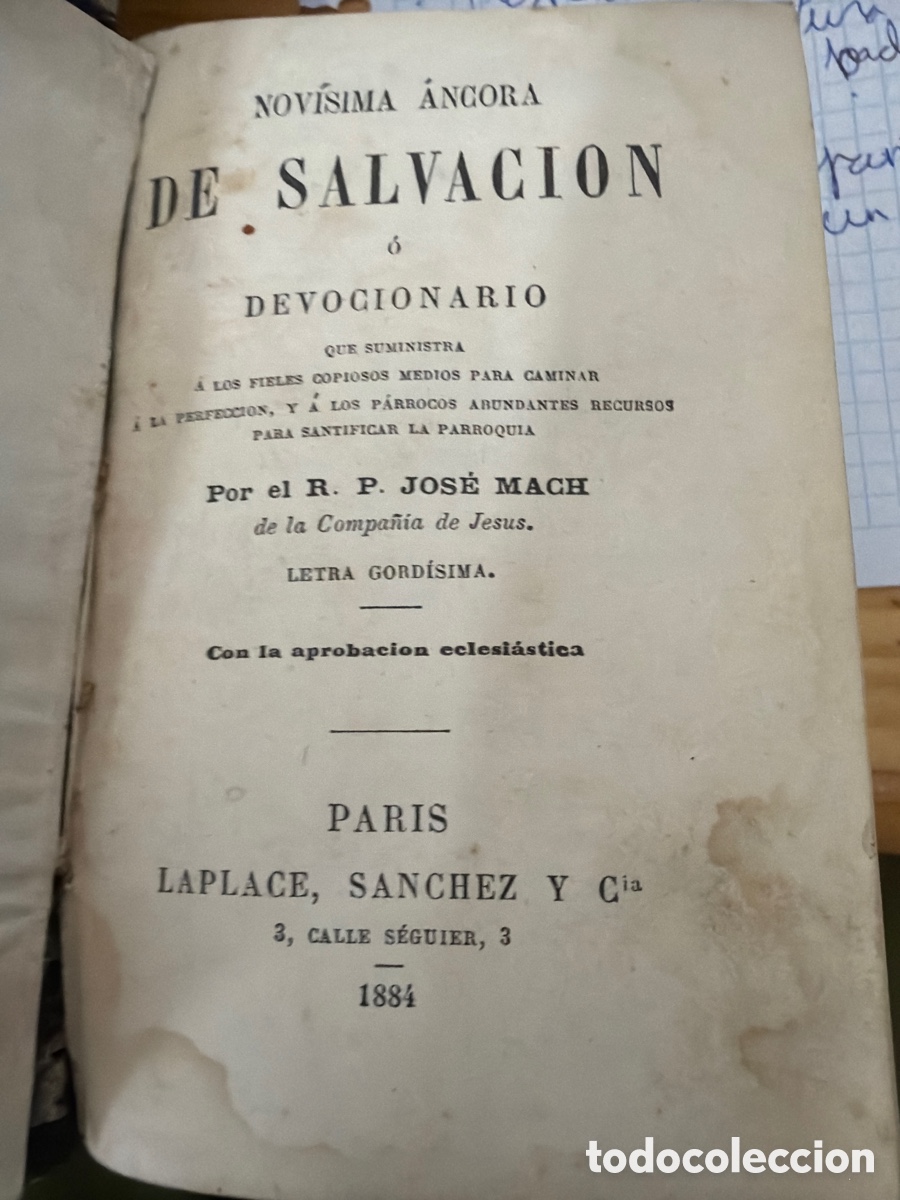 Livres anciens: Novisima angora de salvaci&oacute;n par&iacute; 1884