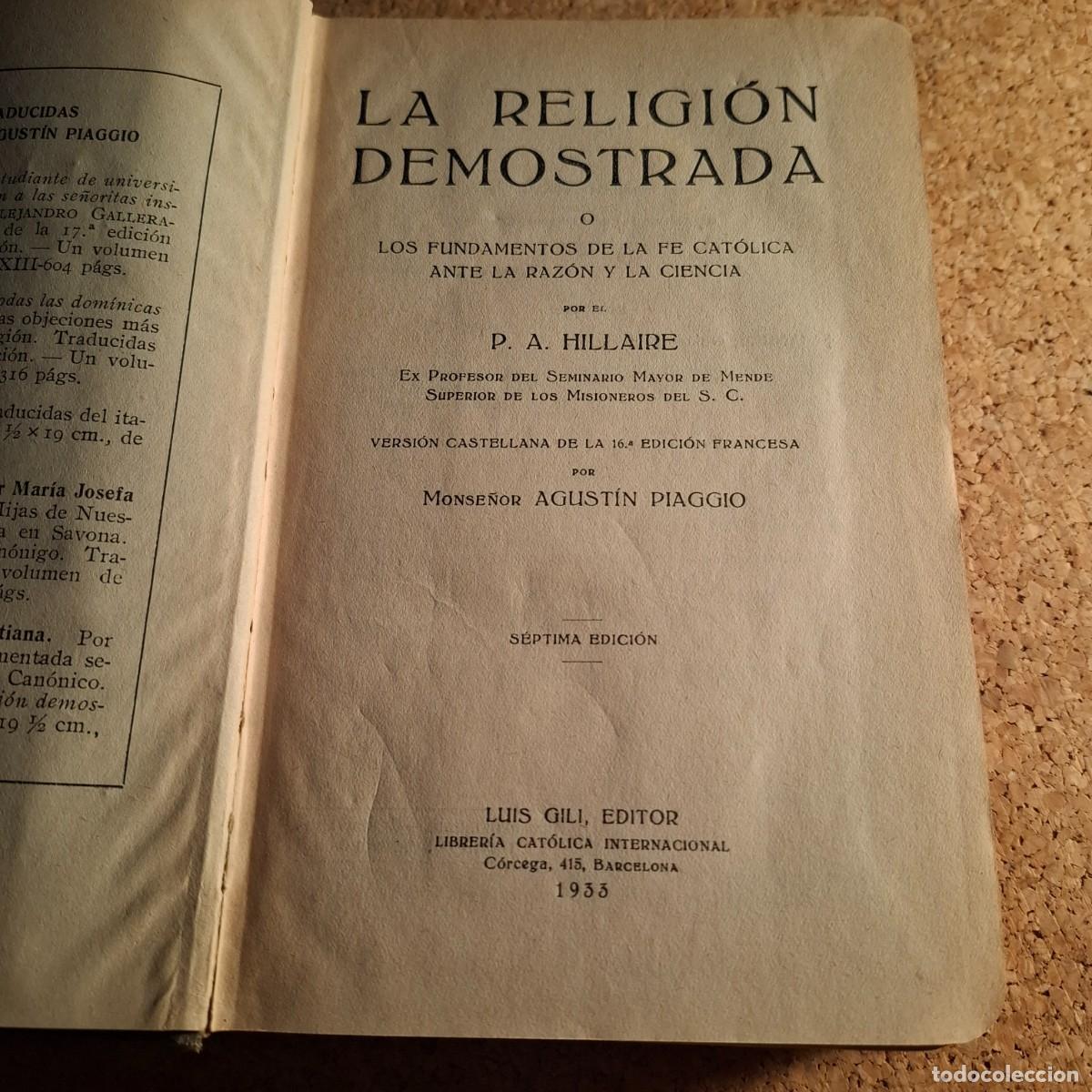 Antiquarische B&uuml;cher: La religi&oacute;n demostrada - P.A.Hillaire - 1933