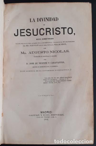 Libri antichi: La Divinidad de Jesucristo - Augusto Nicolas - 1864