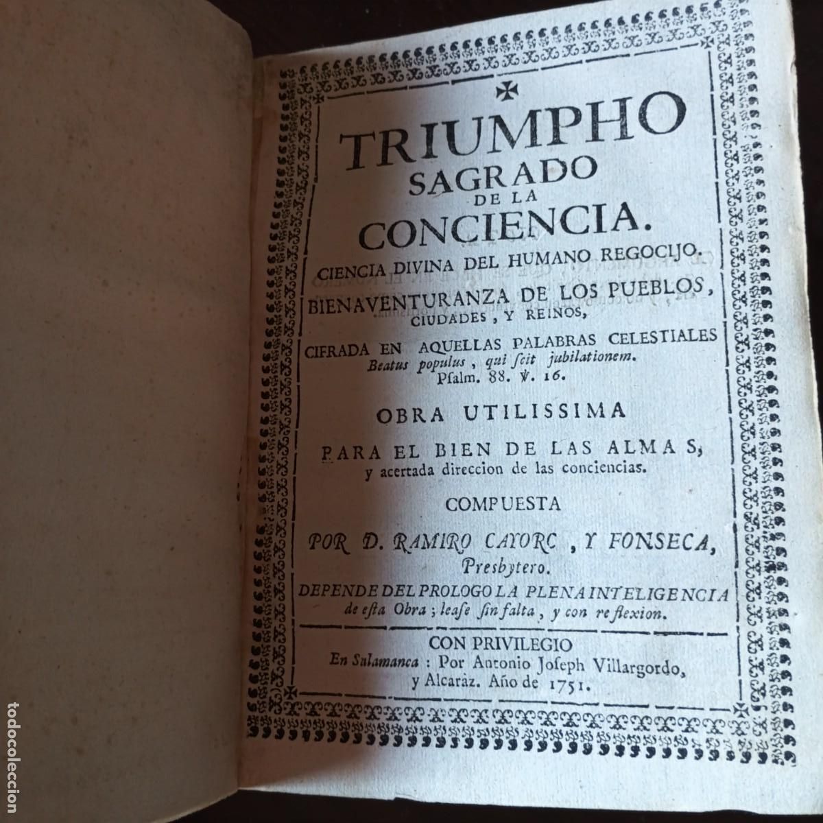 Old books: Ramiro Cayorc y Fonseca. (1751). Triumpho sagrado de la conciencia