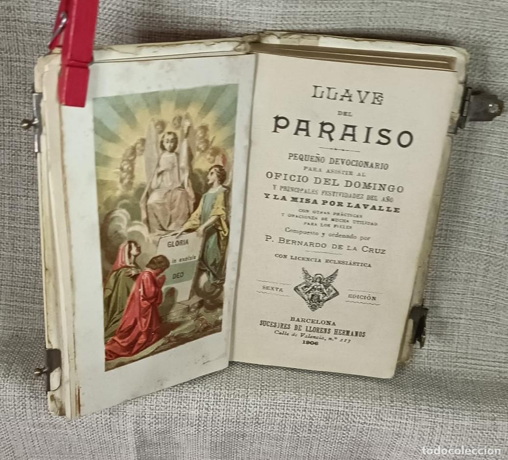 Libros antiguos: Llave del Para&iacute;so. Devocionario 1906 - Foto 1