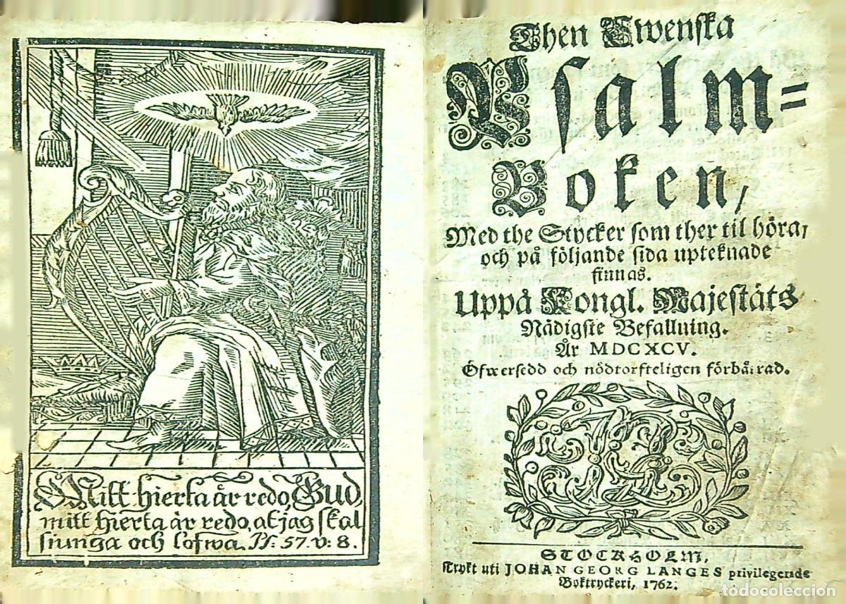 Libros antiguos: EL LIBRO DE SALMOS - 1695 - EN SUECO - Foto 2