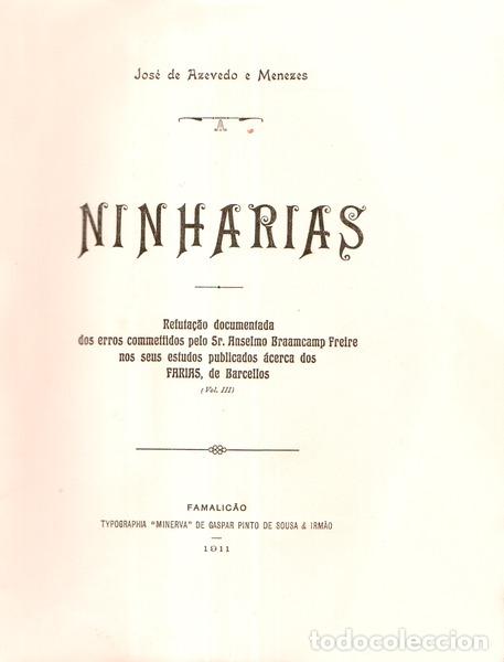 Libros antiguos: AZEVEDO E MENEZES. (Jos&eacute; de) - NINHARIAS. - Foto 2