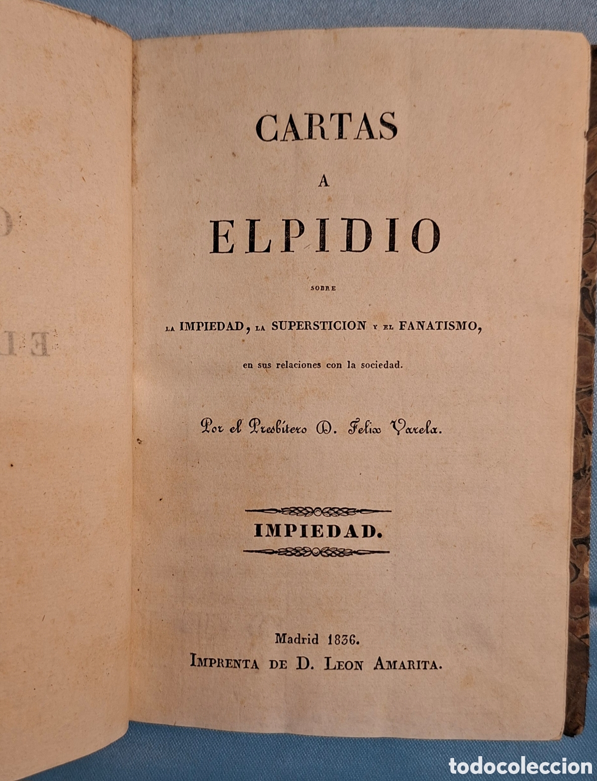 Libros antiguos: Cartas a Elpidio sobre Impiedad 1836