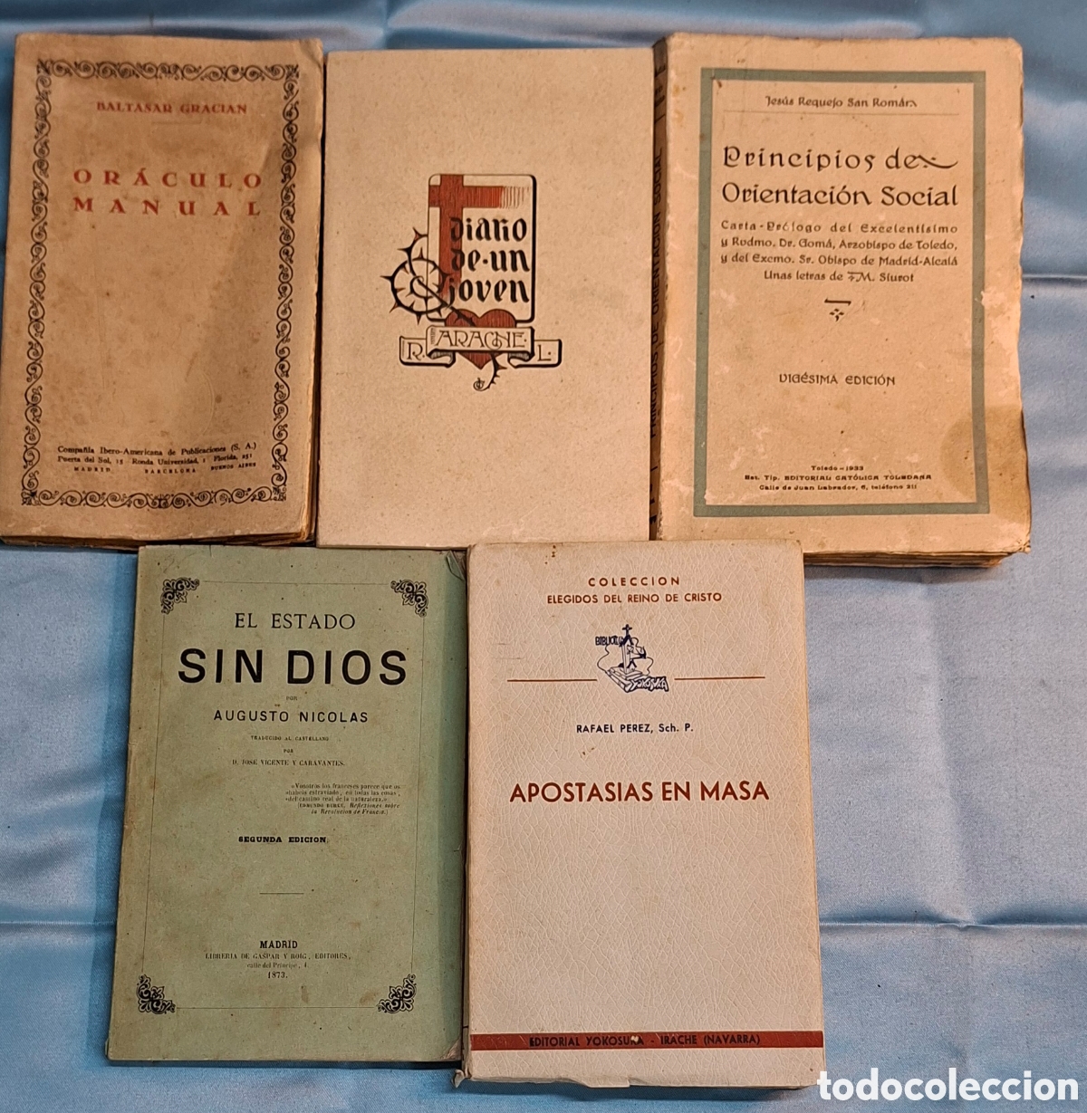 Libros antiguos: Colecci&oacute;n de 5 libros antiguos religiosos