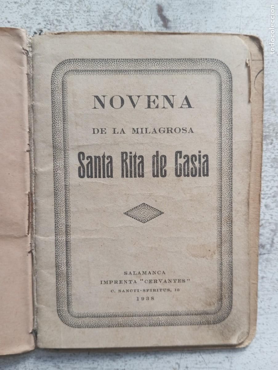 Libros antiguos: Novena de la milagrosa Santa Rita de Casia. Imprenta Cervantes, Salamanca 1938