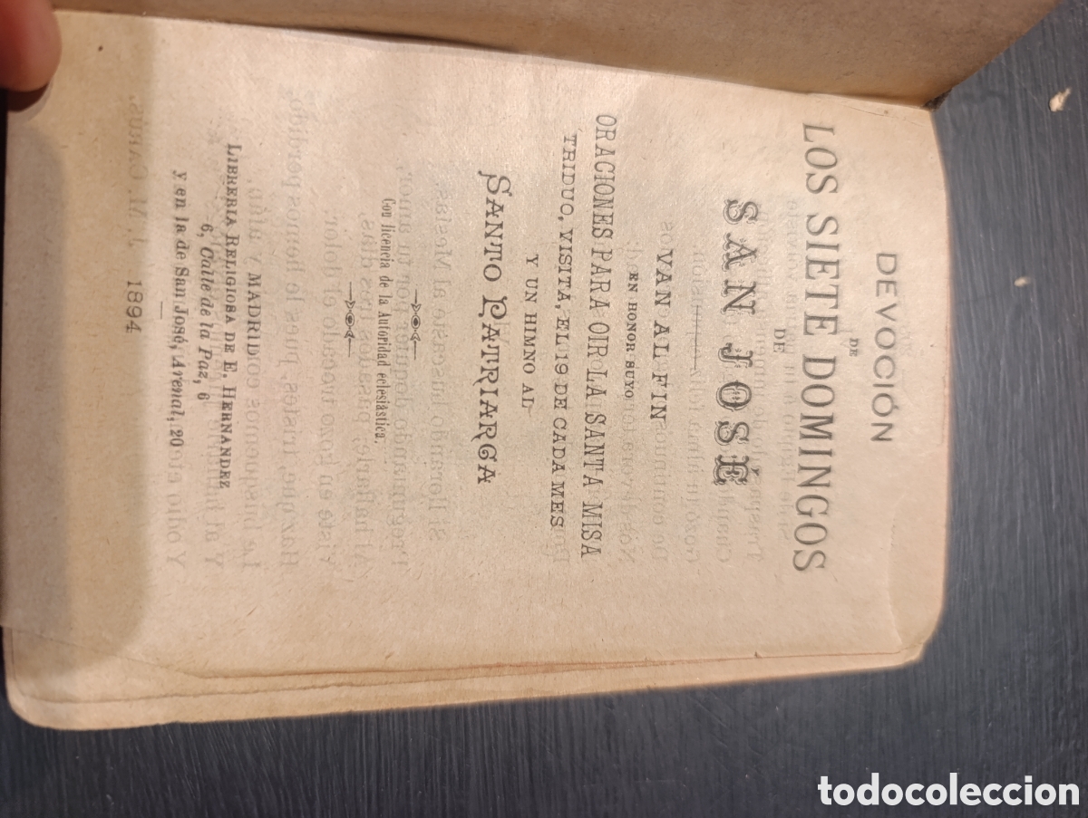 Libros antiguos: DEVOCI&Oacute;N DE LOS SIETE DOMINGOS DE Y SAN JOSE. Madrid 1894
