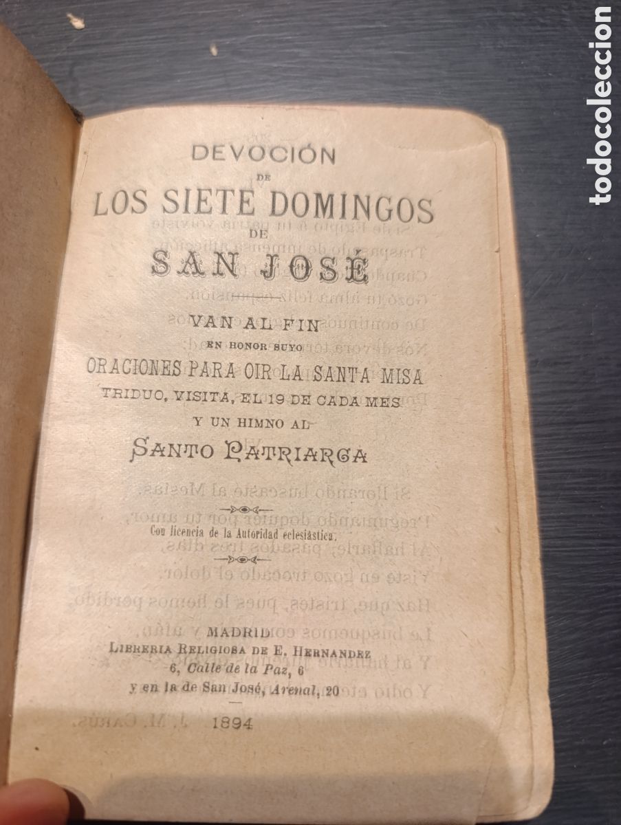Libros antiguos: DEVOCI&Oacute;N DE LOS SIETE DOMINGOS DE Y SAN JOSE. Madrid 1894