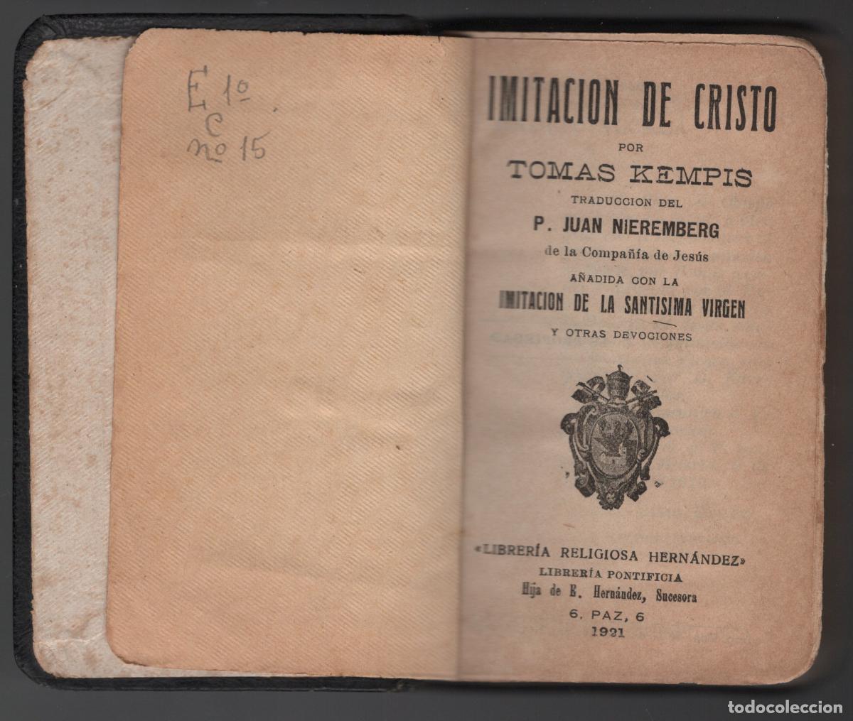 Libros antiguos: IMITACI&Oacute;N DE CRISTO - TOMAS KEMPIS - 1921 - 11,5 X 7,5 CM