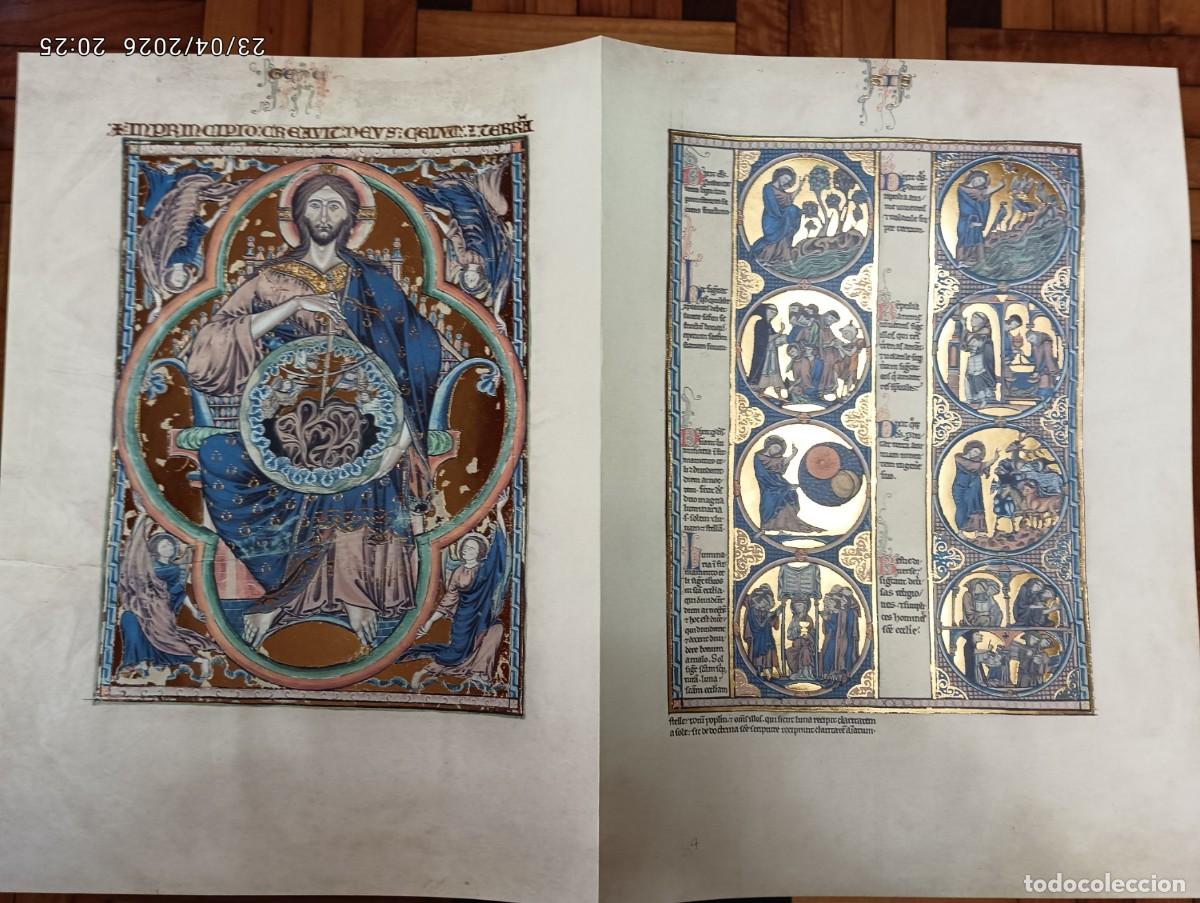 Libros antiguos: BIBLIA DE SAN LUIS FACSIMIL ,MOLEIRO,DOBLE HOJA ILUMINADA