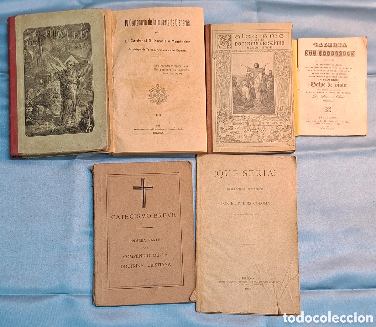 Libros antiguos: Conjunto de cinco libros antiguos con tem&aacute;tica religiosa. - Foto 4