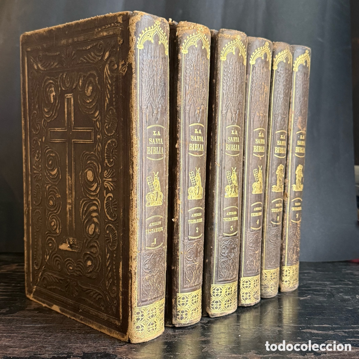 Libros antiguos: LA SANTA BIBLIA - VULGATA LATINA - FELIPE SCIO DE SAN MIGUEL - 6 TOMOS - 1852 - 1854