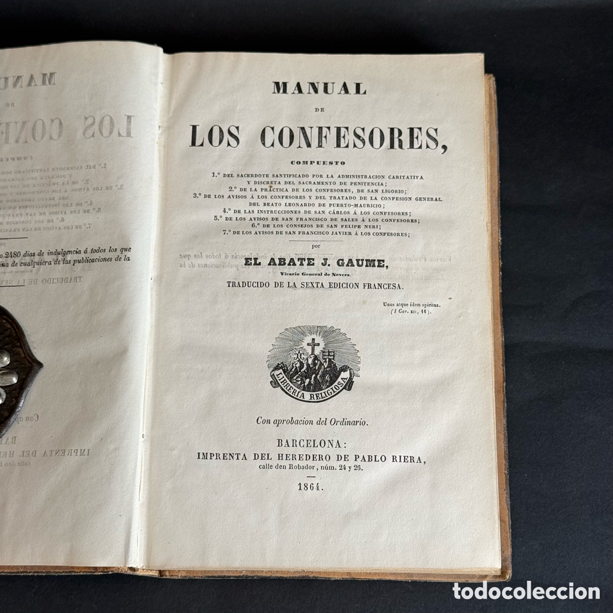 Libros antiguos: 1864 - Manual de Confesores - Sobre la Penitencia - Religi&oacute;n - Catolicismo