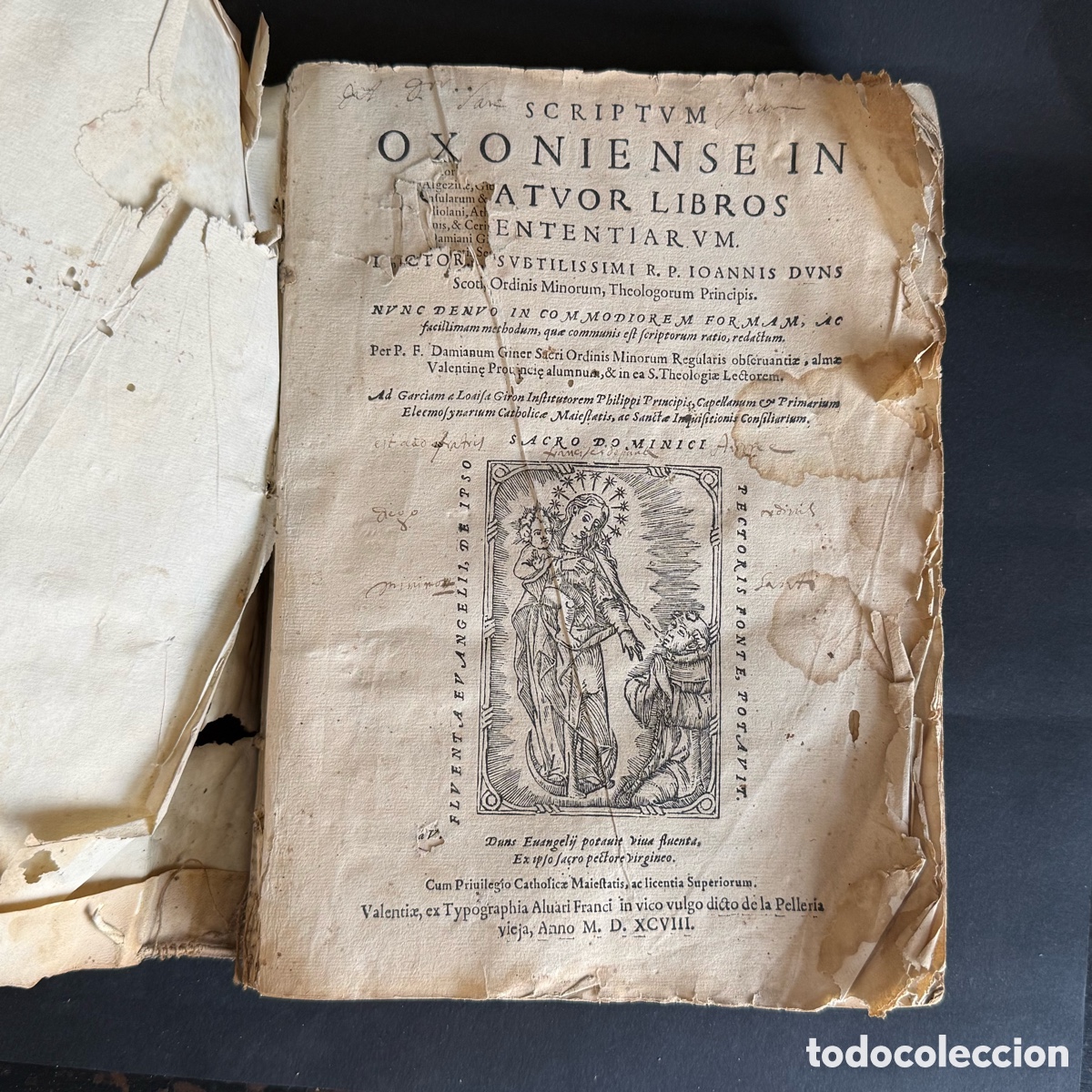 Libros antiguos: A&ntilde;o 1597 - Scriptum oxoniense in quatuor libros sententiarum - Valencia - S. XVI - Pergamino