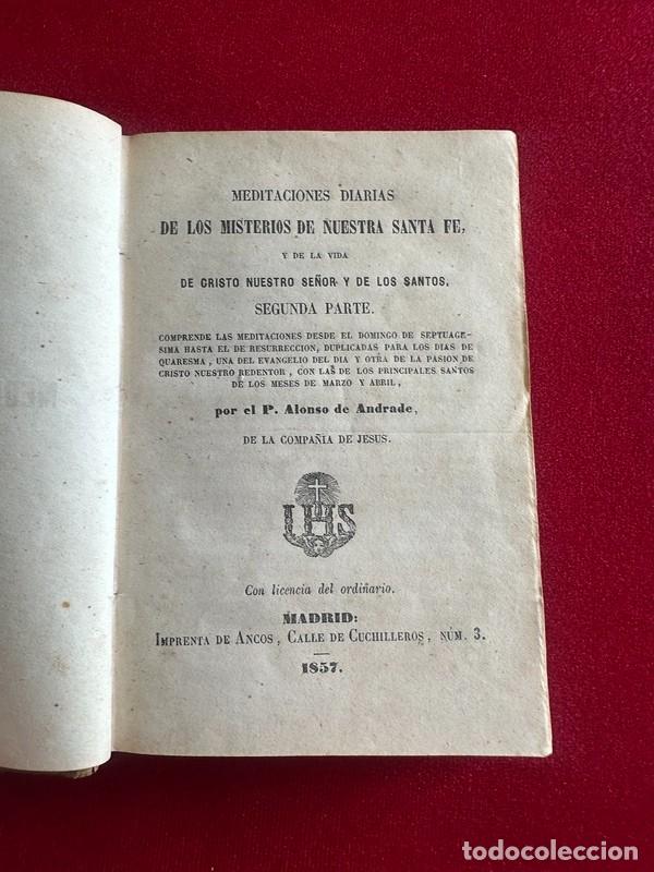 Libros antiguos: MEDITADIONES DIARIAS, P. ALONSO DE ANDRADE, 1857