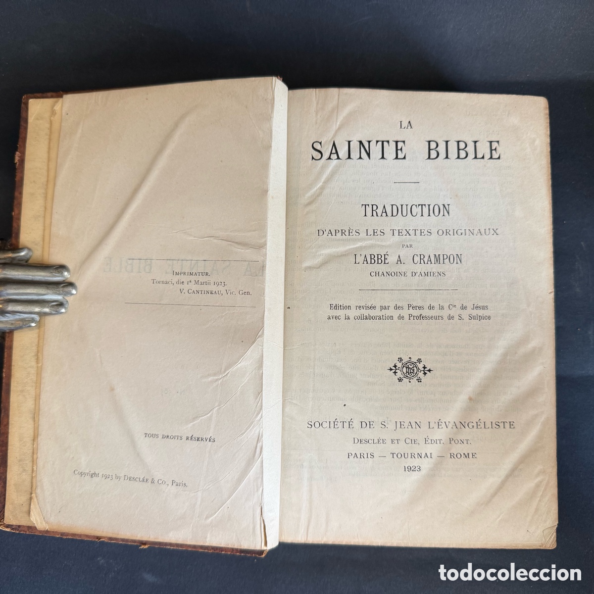 Libros antiguos: La Sainte Bible - 1923 - Religi&oacute;n - Biblia - Grabados - Mapas