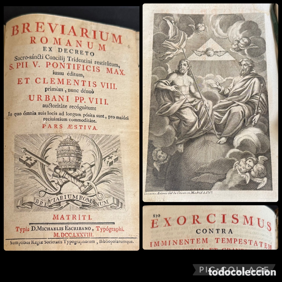 Libros antiguos: Breviarium Romanum - d. michaelis escribano - 1778 - Pars Aestiva - exorcismos - grabados